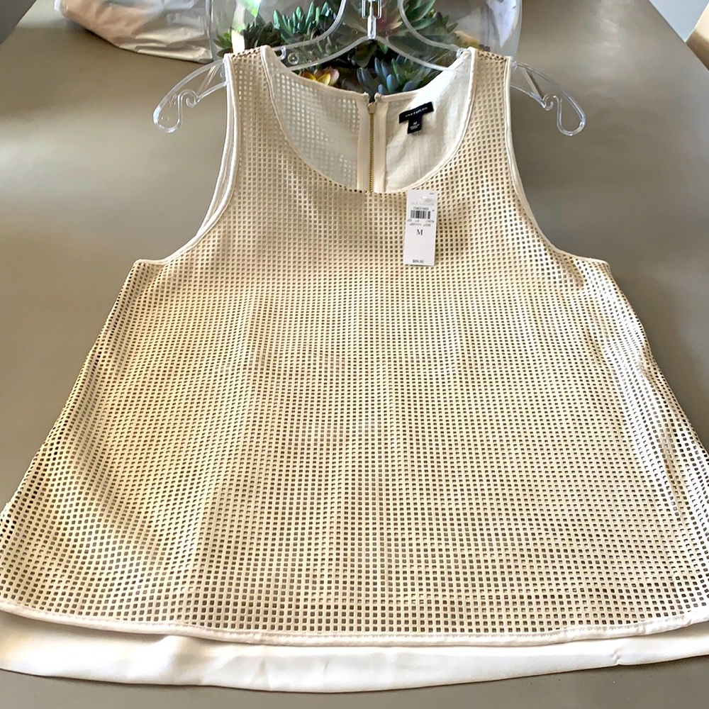 NWT  Faux Leather Perforated Fully lined sleeveless top with back zipper